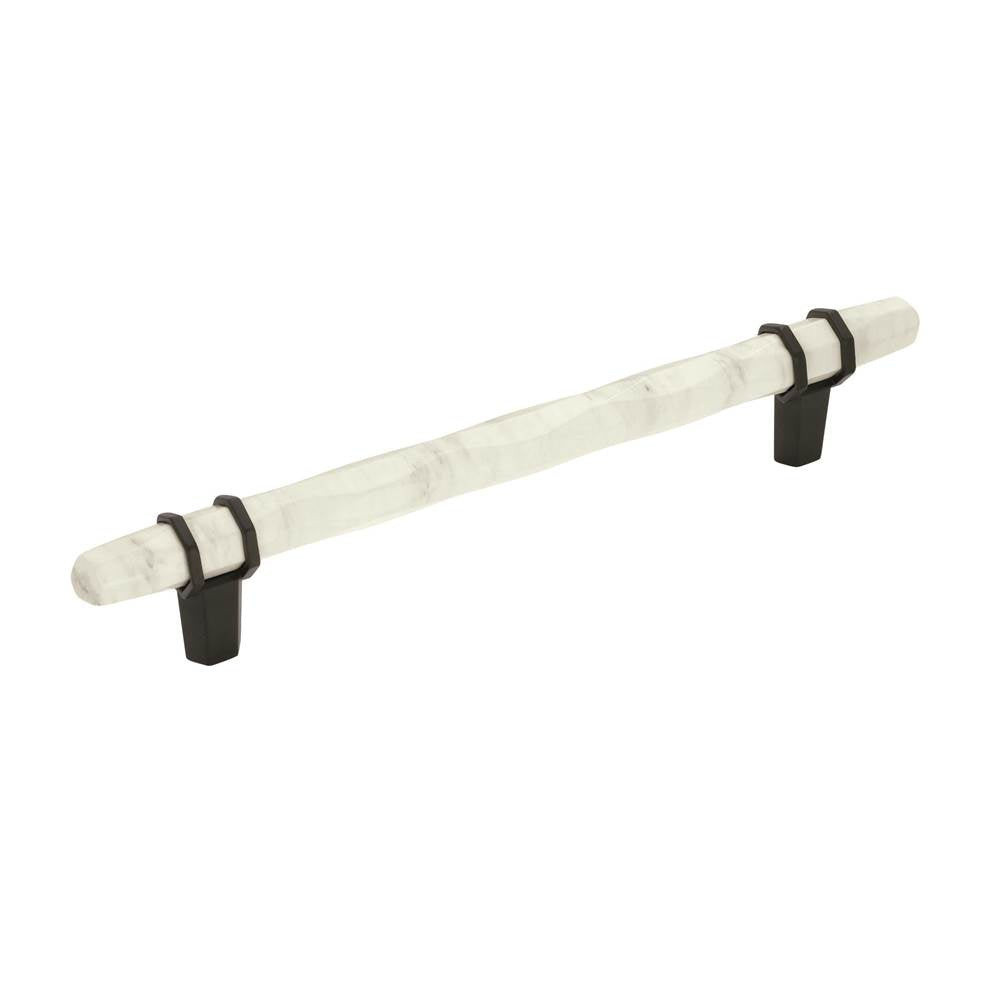 Amerock - Carrione 6-5/16 in (160 mm) Center-to-Center Marble White/Black Bronze Cabinet Pull - Marble White/Black Bronze