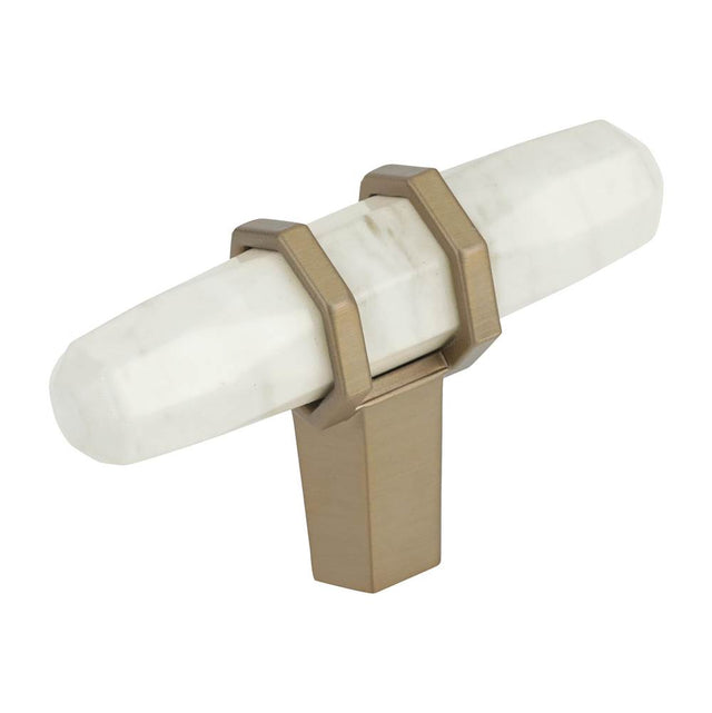 Amerock - Carrione 2-1/2 in (64 mm) Length Marble White/Golden Champagne Cabinet Knob - Marble White/Golden ChampagneÂ 