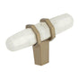 Amerock - Carrione 2-1/2 in (64 mm) Length Marble White/Golden Champagne Cabinet Knob - Marble White/Golden ChampagneÂ 