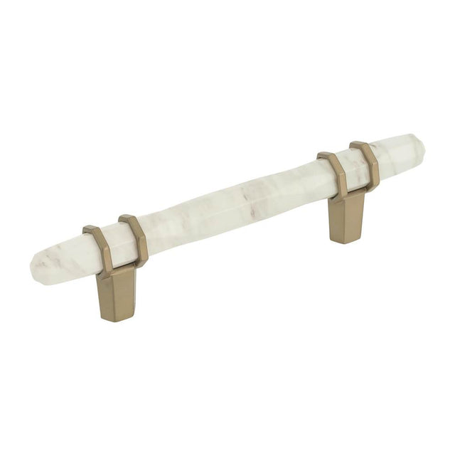Amerock - Carrione 3-3/4 in (96 mm) Center-to-Center Marble White/Golden Champagne Cabinet Pull - Marble White/Golden ChampagneÂ 