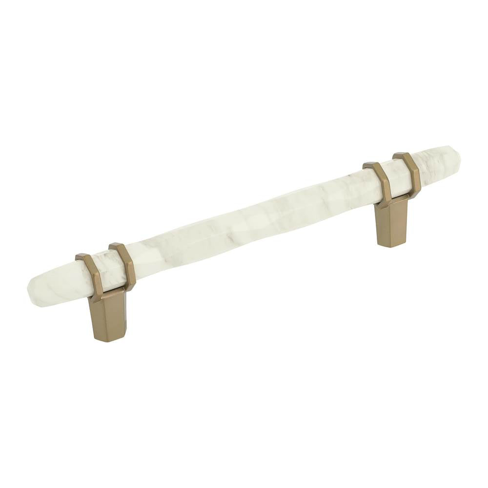 Amerock - Carrione 5-1/16 in (128 mm) Center-to-Center Marble White/Golden Champagne Cabinet Pull - Marble White/Golden ChampagneÂ 