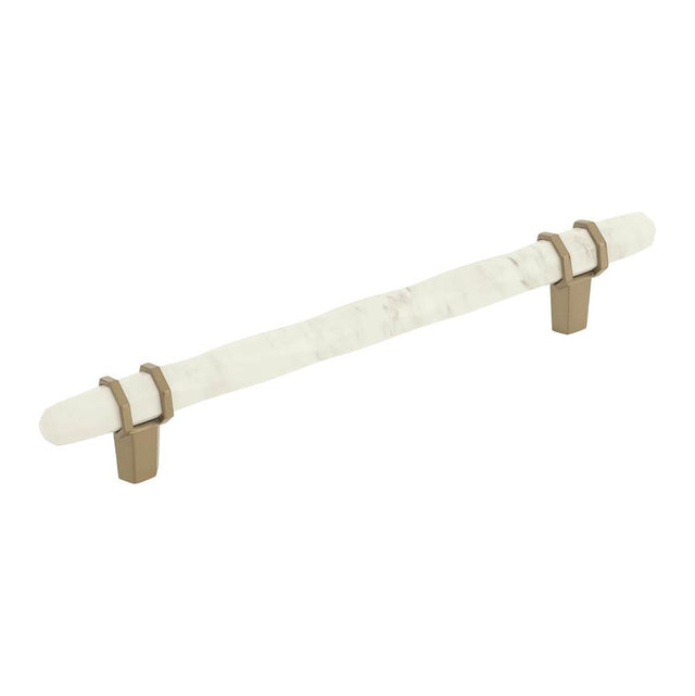 Amerock - Carrione 6-5/16 in (160 mm) Center-to-Center Marble White/Golden Champagne Cabinet Pull - Marble White/Golden ChampagneÂ 