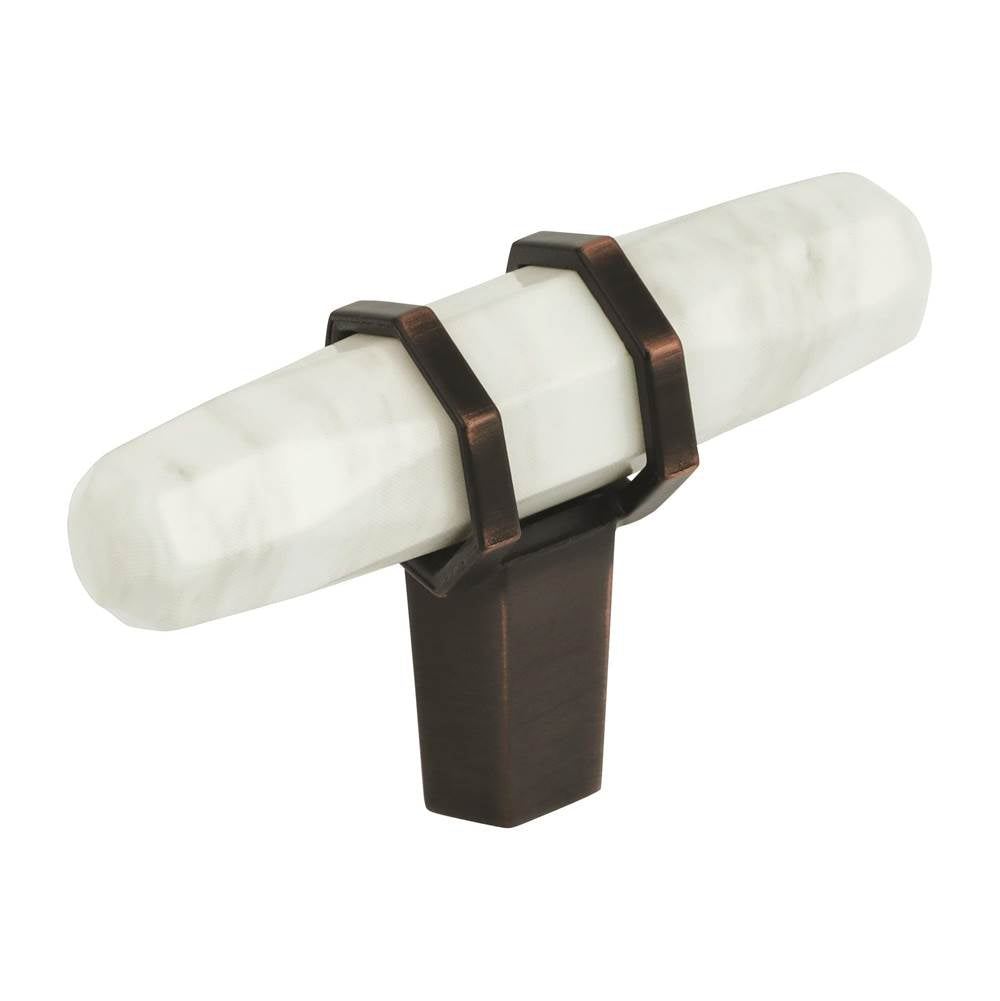 Amerock - Carrione 2-1/2 in (64 mm) Length Marble White/Oil-Rubbed Bronze Cabinet Knob - Marble White/Oil-Rubbed BronzeÂ 