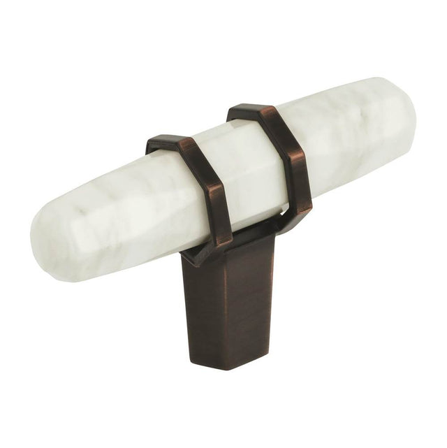 Amerock - Carrione 2-1/2 in (64 mm) Length Marble White/Oil-Rubbed Bronze Cabinet Knob - Marble White/Oil-Rubbed BronzeÂ 