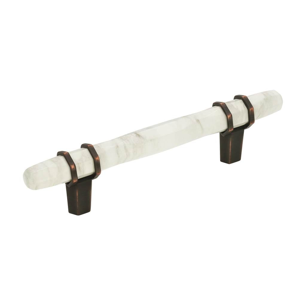 Amerock - Carrione 3-3/4 in (96 mm) Center-to-Center Marble White/Oil-Rubbed Bronze Cabinet Pull - Marble White/Oil-Rubbed BronzeÂ 