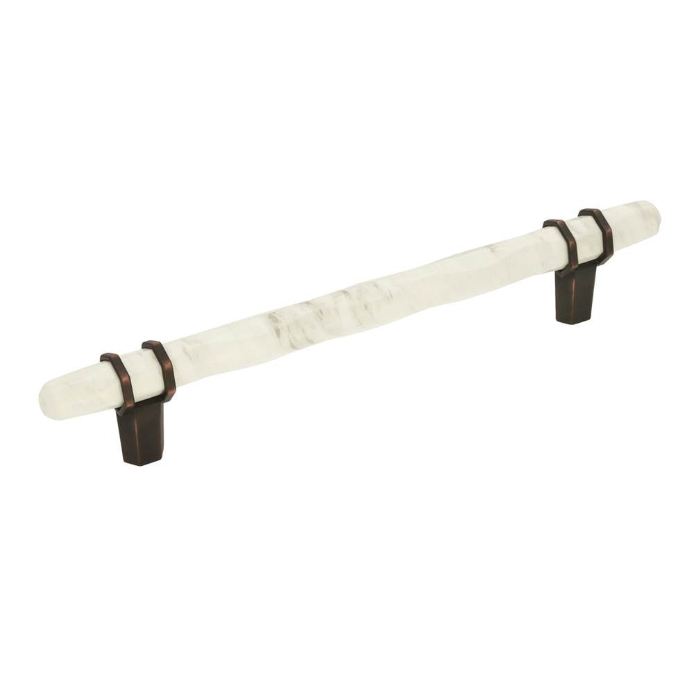 Amerock - Carrione 6-5/16 in (160 mm) Center-to-Center Marble White/Oil-Rubbed Bronze Cabinet Pull - Marble White/Oil-Rubbed BronzeÂ 
