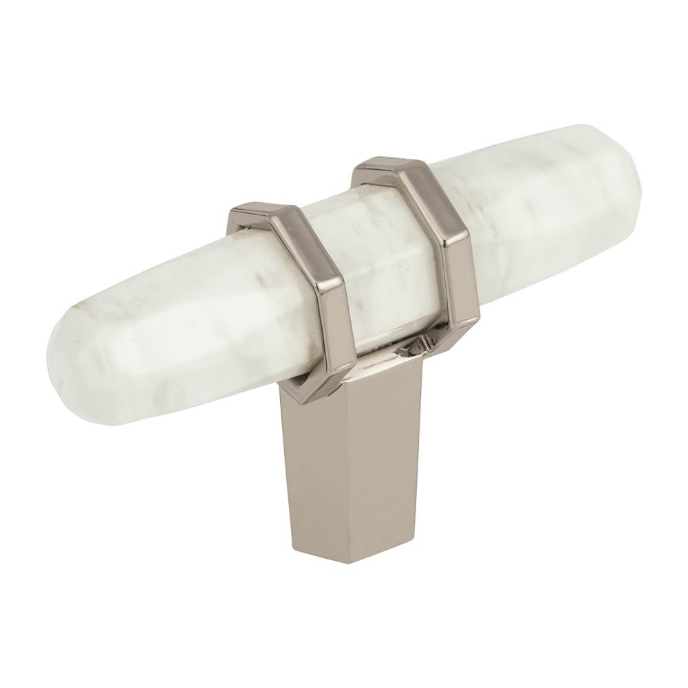 Amerock - Carrione 2-1/2 in (64 mm) Length Marble White/Polished Nickel Cabinet Knob - Marble White/Polished NickelÂ 
