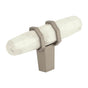 Amerock - Carrione 2-1/2 in (64 mm) Length Marble White/Satin Nickel Cabinet Knob - Marble White/Satin NickelÂ 