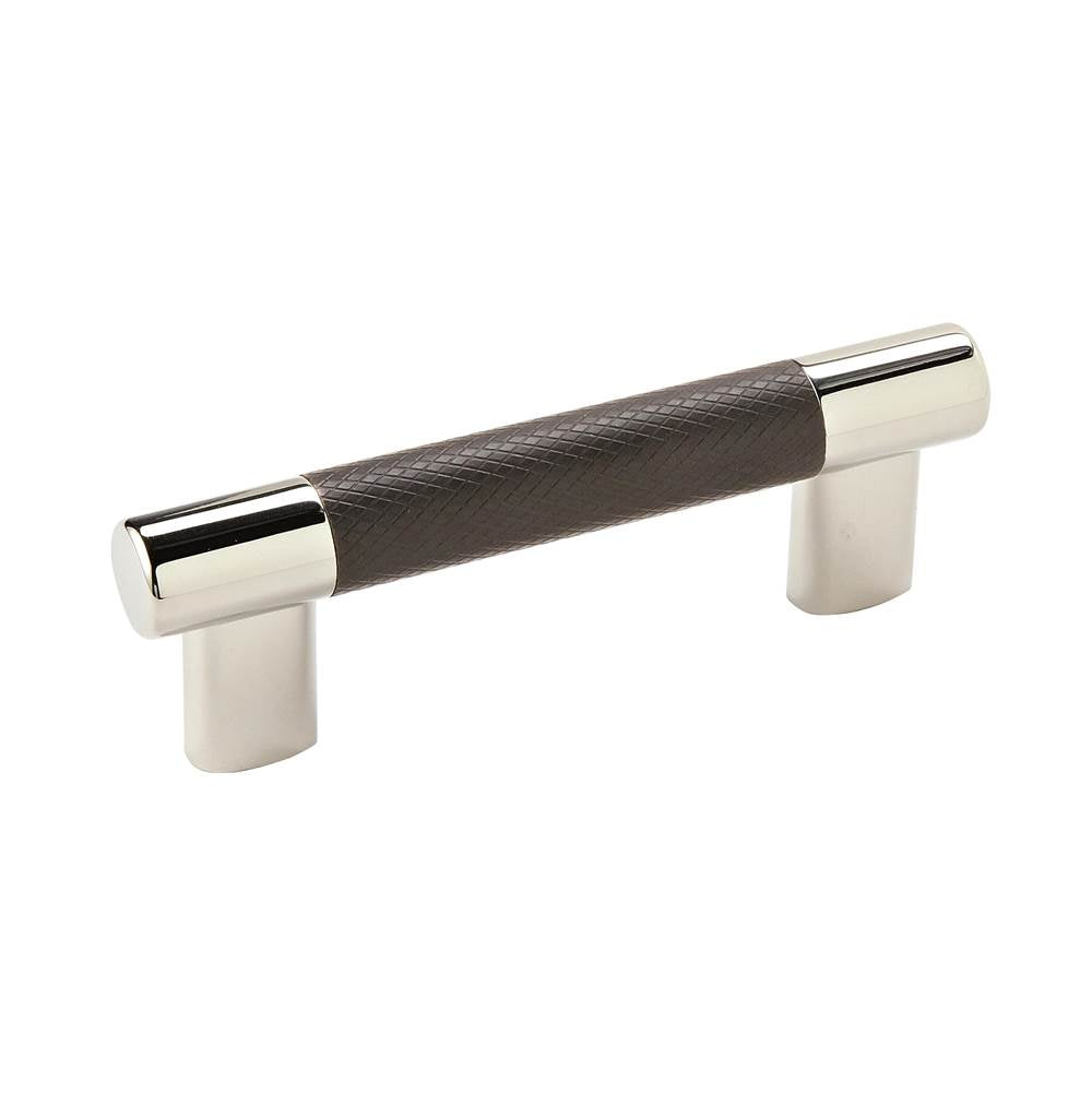 Amerock - Esquire 3in and 3-3/4 in (76mm and 96 mm) Center-to-Center Polished Nickel/Black Bronze Cabinet Pull - Polished Nickel/Black BronzeÂ 
