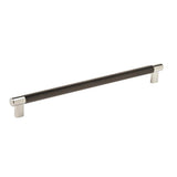 Amerock - Esquire 12-5/8 in (320 mm) Center-to-Center Polished Nickel/Black Bronze Cabinet Pull - Polished Nickel/Black BronzeÂ 