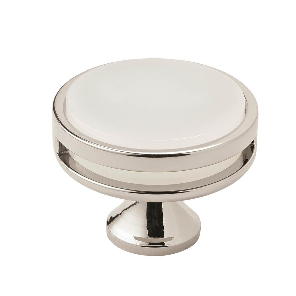 Amerock - Oberon 1-3/4 in (44 mm) Diameter Polished Nickel/Frosted Cabinet Knob - Polished Nickel/Frosted