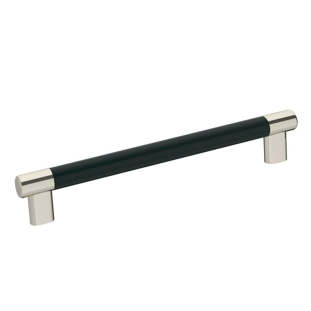 Amerock - Esquire 8 in (203 mm) Center-to-Center Polished Nickel/Black Bronze Cabinet Pull - Polished Nickel/Black BronzeÂ 