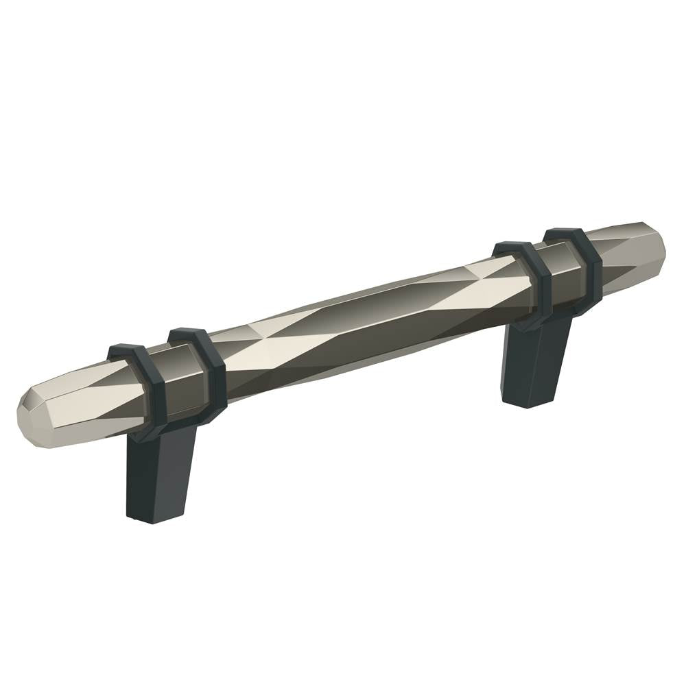 Amerock - London 3-3/4 in (96 mm) Center-to-Center Polished Nickel/Black Bronze Cabinet Pull - Polished Nickel/Black BronzeÂ 