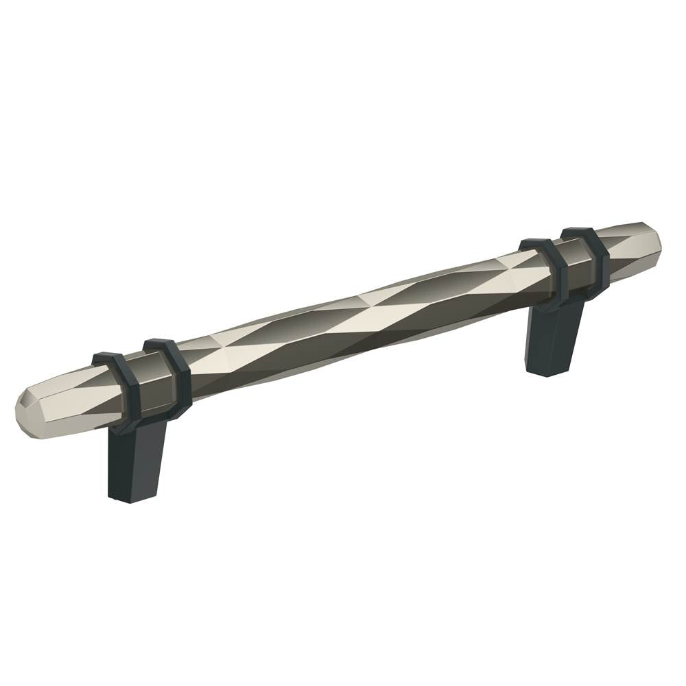 Amerock - London 5-1/16 in (128 mm) Center-to-Center Polished Nickel/Black Bronze Cabinet Pull - Polished Nickel/Black BronzeÂ 