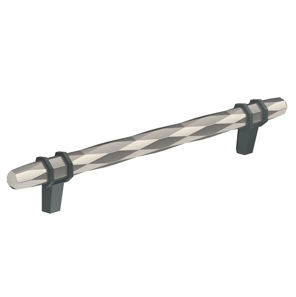 Amerock - London 6-5/16 in (160 mm) Center-to-Center Polished Nickel/Black Bronze Cabinet Pull - Polished Nickel/Black BronzeÂ 