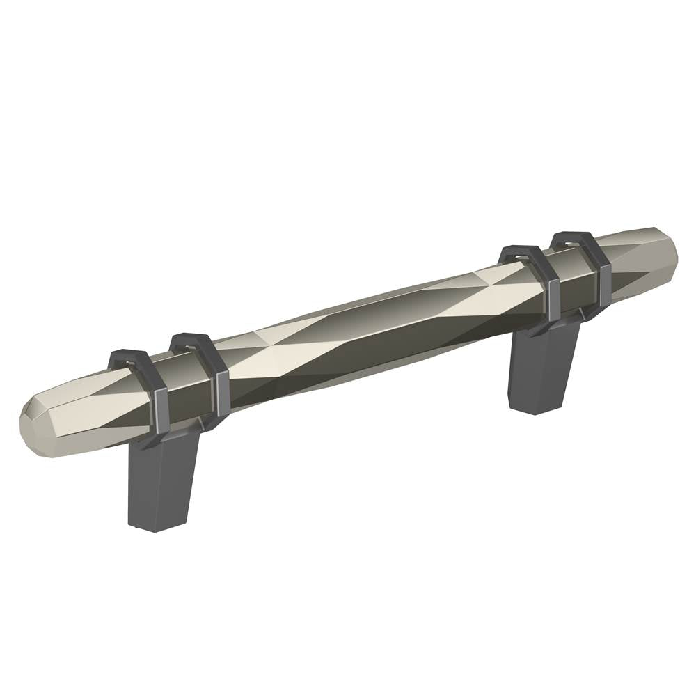 Amerock - London 3-3/4 in (96 mm) Center-to-Center Polished Nickel/Black Chrome Cabinet Pull - Polished Nickel/Black Chrome