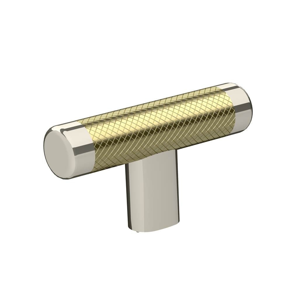 Amerock - Esquire 2-5/8 in (67 mm) Length Polished Nickel/Golden Champagne Cabinet Knob - Polished Nickel/Golden Champagne