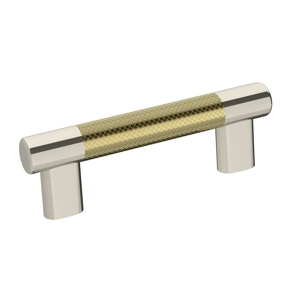 Amerock - Esquire 3 in and 3-3/4 in (76mm and 96 mm) Center-to-Center Polished Nickel/Golden Champagne Cabinet Pull - Polished Nickel/Golden Champagne