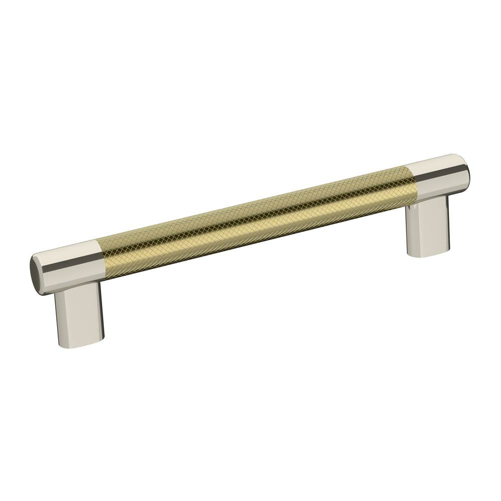 Amerock - Esquire 6-5/16 in (160 mm) Center-to-Center Polished Nickel/Golden Champagne Cabinet Pull - Polished Nickel/Golden Champagne
