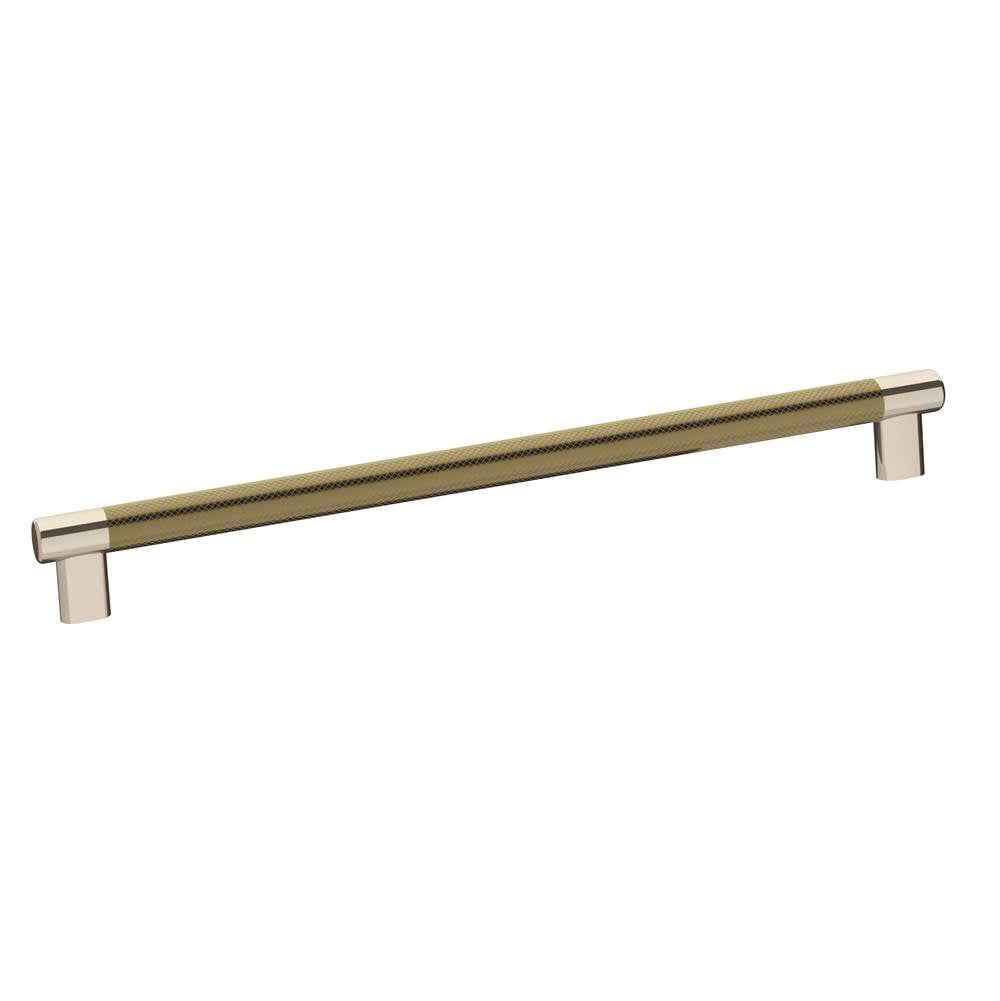Amerock - Esquire 12-5/8 in (320 mm) Center-to-Center Polished Nickel/Golden Champagne Cabinet Pull - Polished Nickel/Golden Champagne
