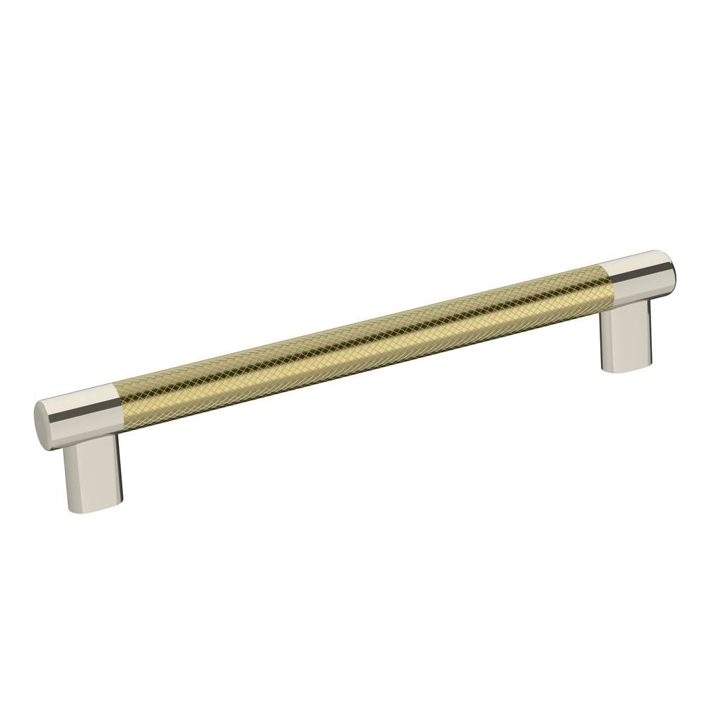 Amerock - Esquire 8 in (203 mm) Center-to-Center Polished Nickel / Golden Champagne Cabinet Pull - Polished Nickel/Golden Champagne