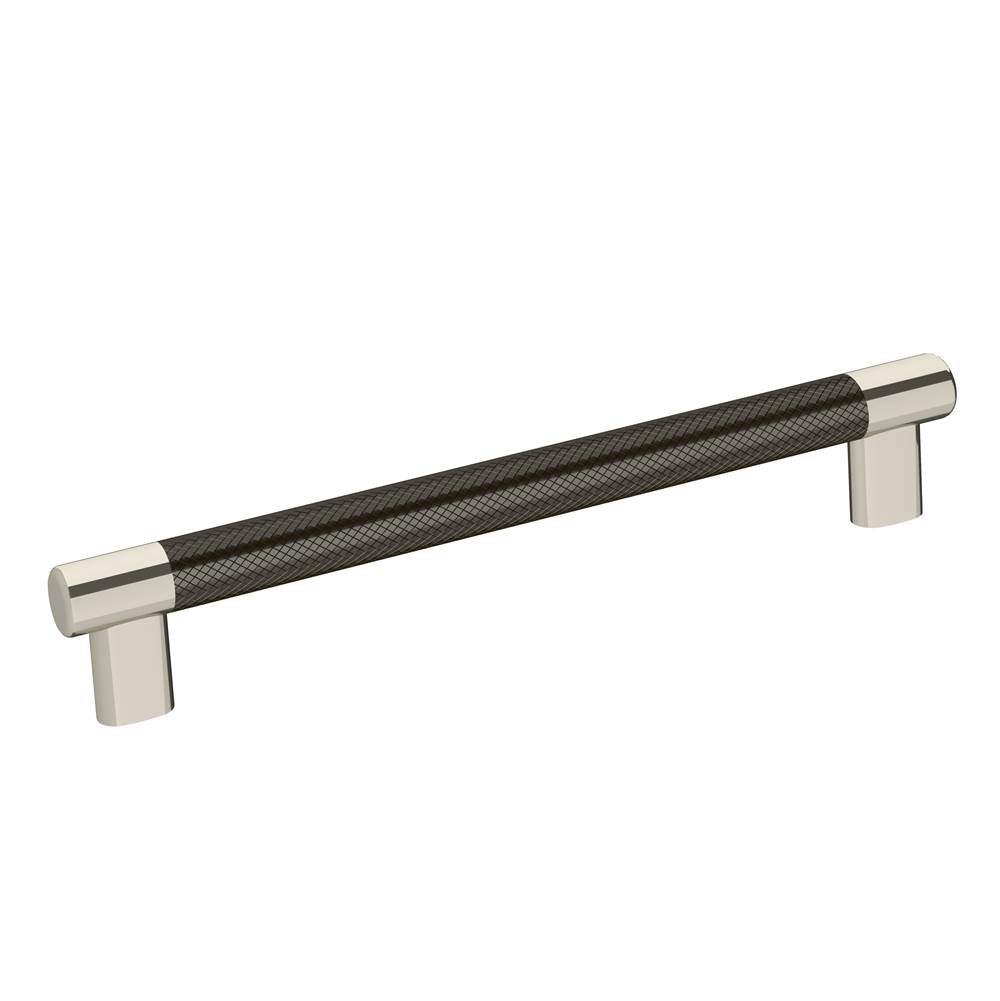 Amerock - Esquire 8 in (203 mm) Center-to-Center Polished Nickel/Gunmetal Cabinet Pull - Polished Nickel/Gunmetal