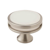 Amerock - Oberon 1-3/4 in (44 mm) Diameter Satin Nickel/Frosted Cabinet Knob - Satin Nickel/Frosted