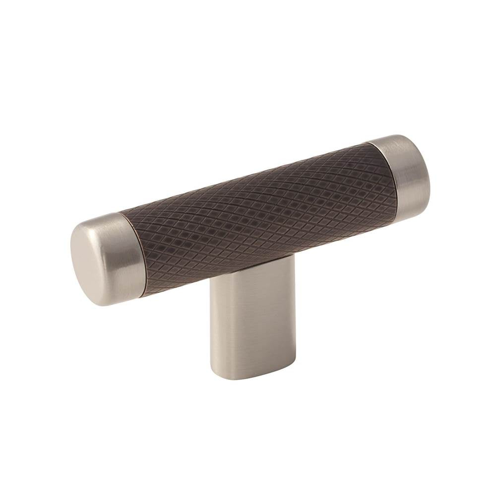 Amerock - Esquire 2-5/8 in (67 mm) Length Satin Nickel/Oil-Rubbed Bronze Cabinet Knob - Satin Nickel/Oil-Rubbed Bronze