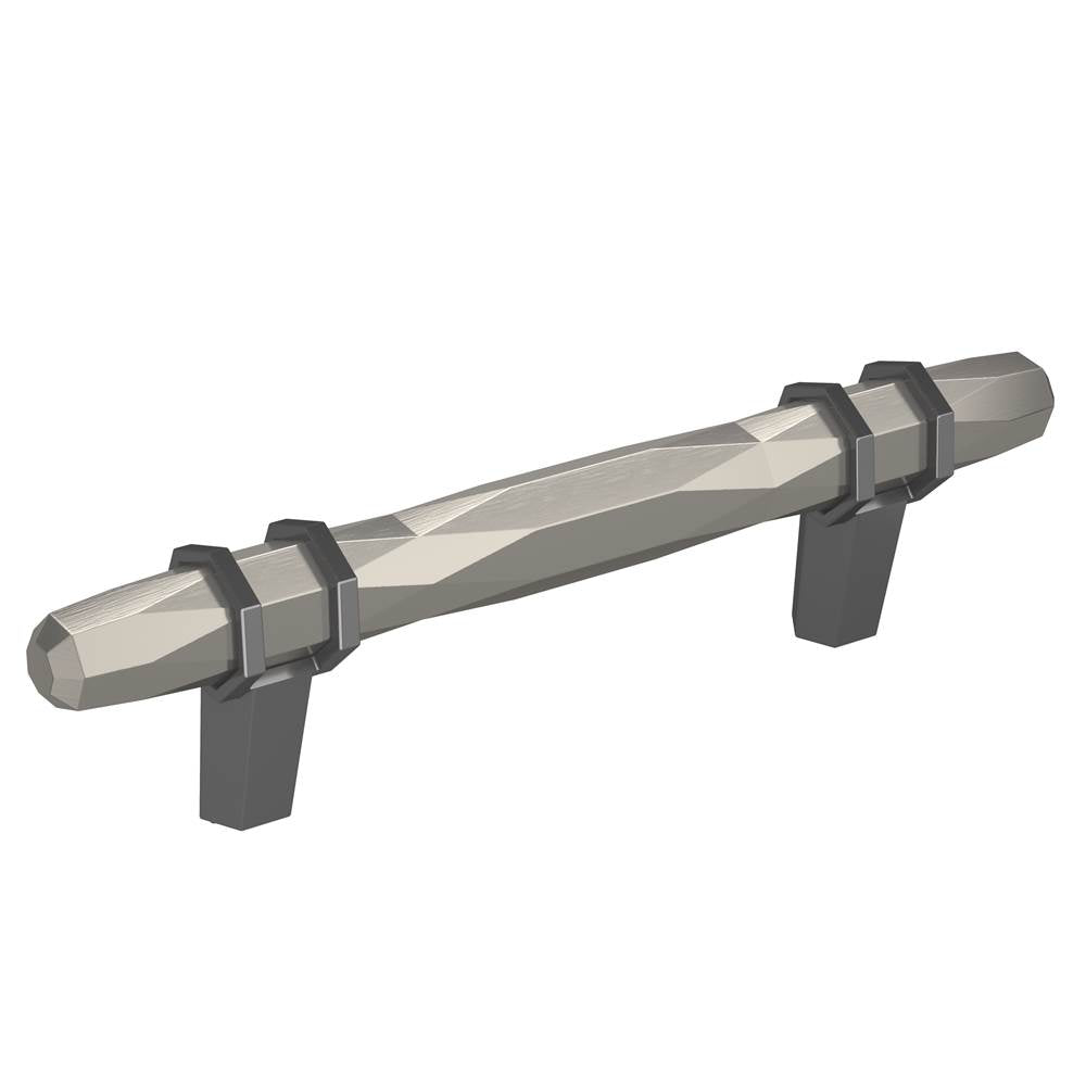 Amerock - London 3-3/4 in (96 mm) Center-to-Center Satin Nickel/Black Chrome Cabinet Pull - Satin Nickel/Black Chrome
