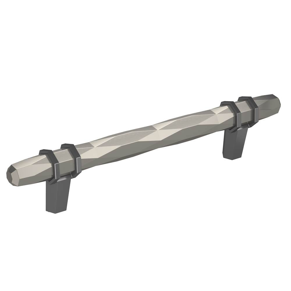 Amerock - London 5-1/16 in (128 mm) Center-to-Center Satin Nickel/Black Chrome Cabinet Pull - Satin Nickel/Black Chrome