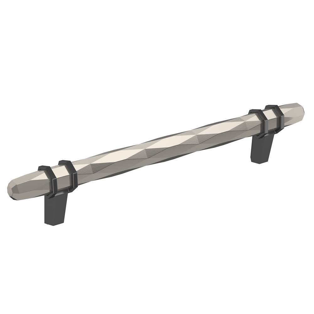 Amerock - London 6-5/16 in (160 mm) Center-to-Center Satin Nickel/Black Chrome Cabinet Pull - Satin Nickel/Black Chrome