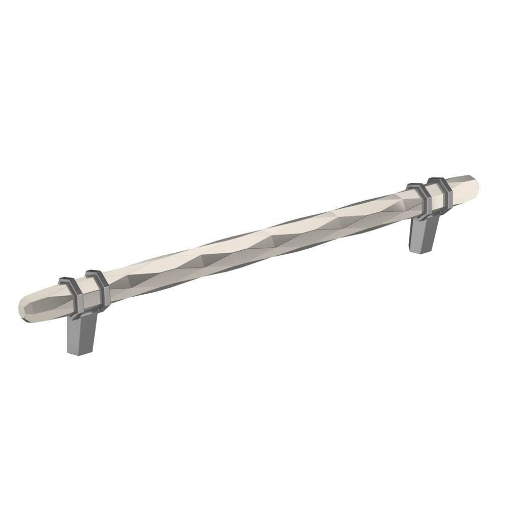 Amerock - London 8 in (203 mm) Center-to-Center Satin Nickel/Black Chrome Cabinet Pull - Satin Nickel/Black Chrome