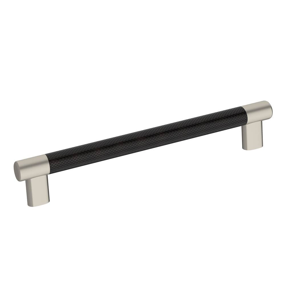 Amerock - Esquire 8 in (203 mm) Center-to-Center Satin Nickel/Oil-Rubbed Bronze Cabinet Pull - Satin Nickel/Oil-Rubbed Bronze