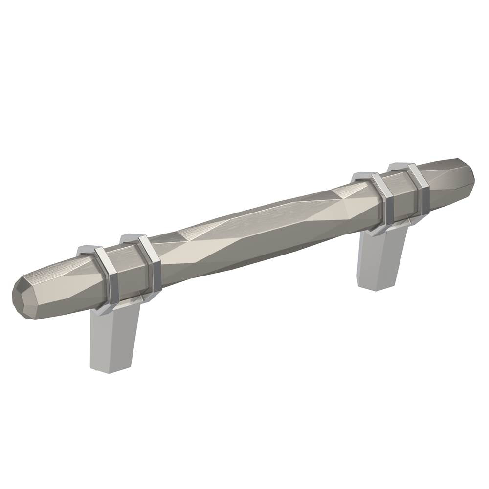 Amerock - London 3-3/4 in (96 mm) Center-to-Center Satin Nickel/Polished Chrome Cabinet Pull - Satin Nickel/Polished Chrome
