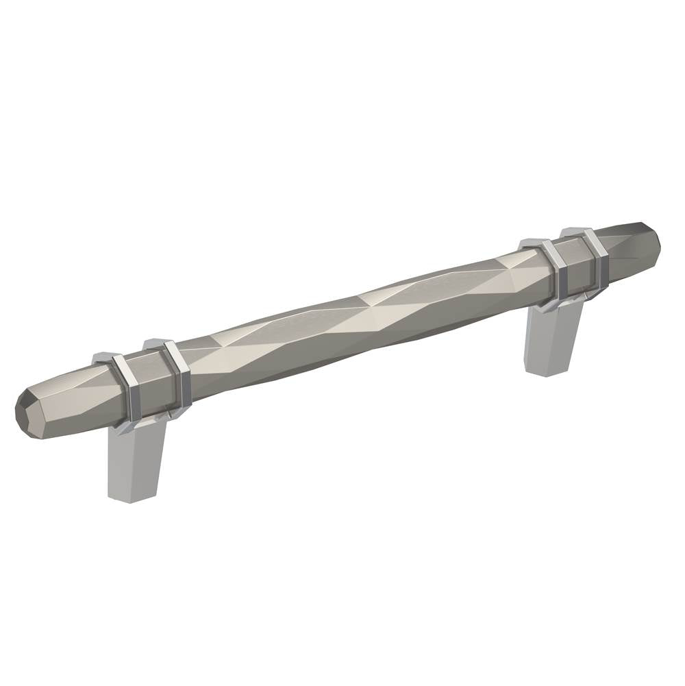 Amerock - London 5-1/16 in (128 mm) Center-to-Center Satin Nickel/Polished Chrome Cabinet Pull - Satin Nickel/Polished Chrome