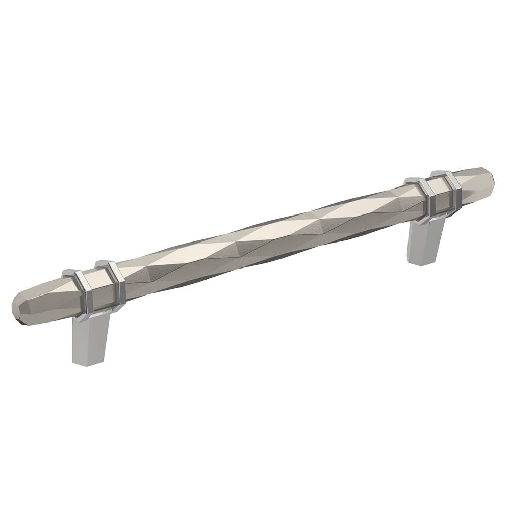 Amerock - London 6-5/16 in (160 mm) Center-to-Center Satin Nickel/Polished Chrome Cabinet Pull - Satin Nickel/Polished Chrome