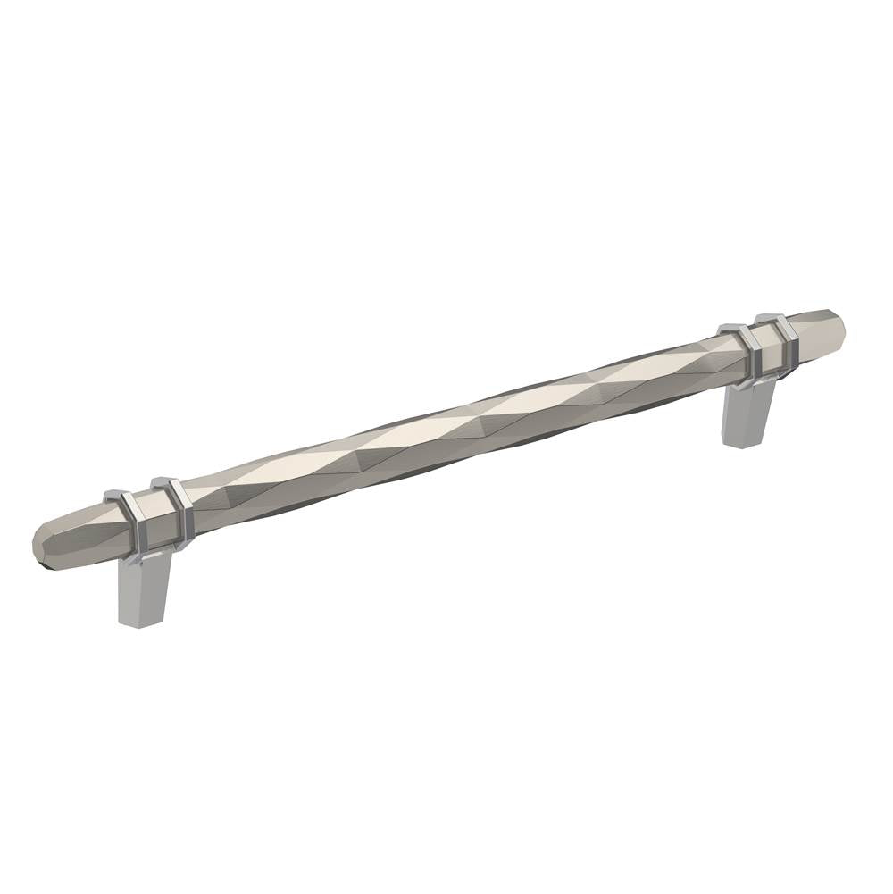 Amerock - London 8 in (203 mm) Center-to-Center Satin Nickel/Polished Chrome Cabinet Pull - Satin Nickel/Polished Chrome