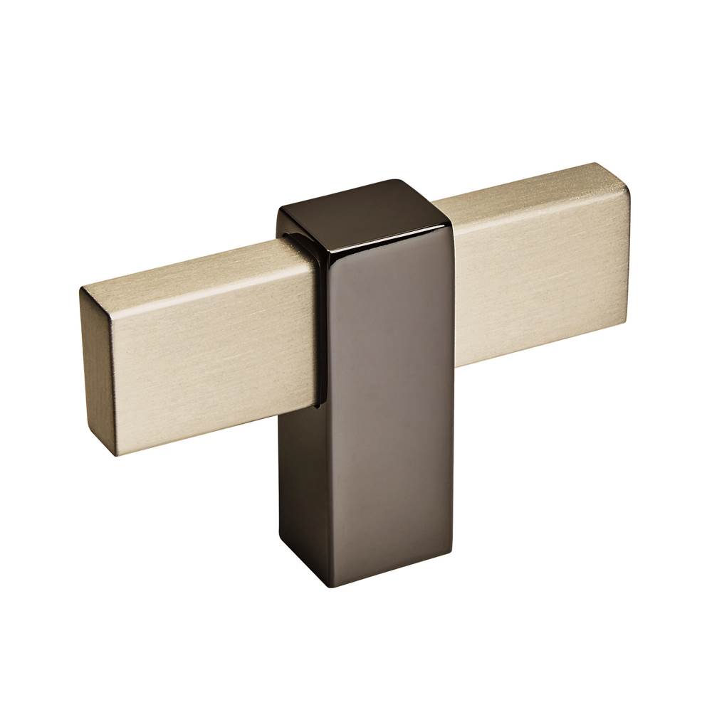 Amerock - Mulino 2-3/8 in (60 mm) Length Silver Champagne/Black Nickel Cabinet Knob - Silver Champagne/Black Nickel