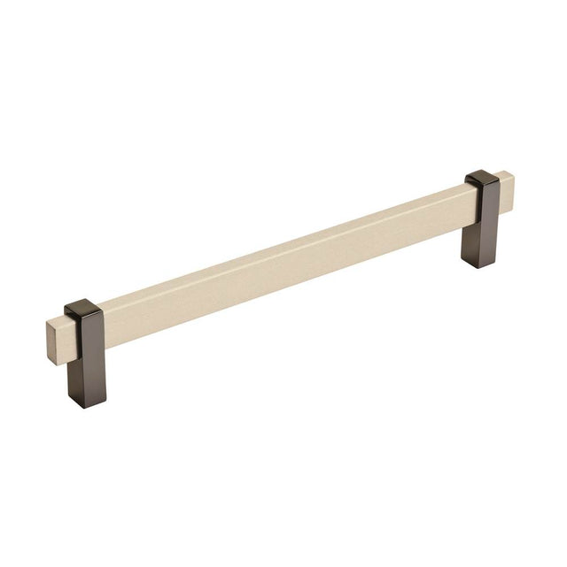 Amerock - Mulino 7-9/16 in (192 mm) Center-to-Center Silver Champagne/Black Nickel Cabinet Pull - Silver Champagne/Black Nickel