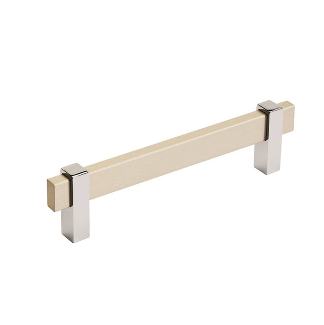 Amerock - Mulino 5-1/16 in (128 mm) Center-to-Center Silver Champagne/Polished Chrome Cabinet Pull - Silver Champagne/Polished Chrome