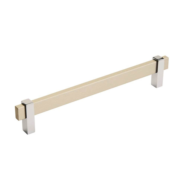 Amerock - Mulino 7-9/16 in (192 mm) Center-to-Center Silver Champagne/Polished Chrome Cabinet Pull - Silver Champagne/Polished Chrome