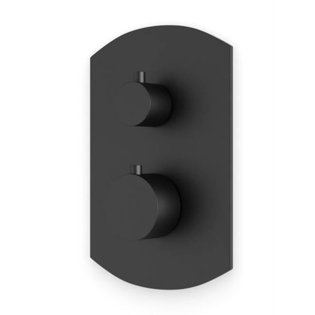 Artos - Transitional Thermostat with 3-Way Diverter & Off Position Trim Kit with Round Handles Matte Black