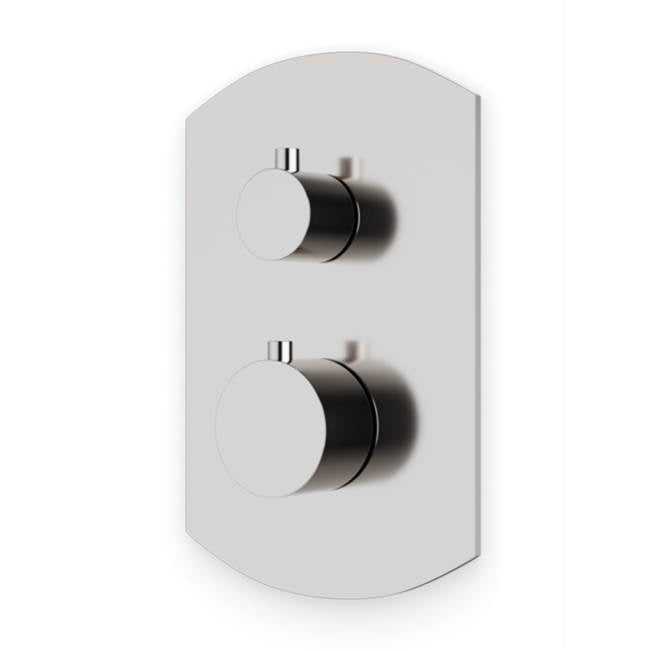Artos - Transitional Thermostat with 3-Way Diverter & Off Position Trim Kit with Round Handles Brushed Nickel