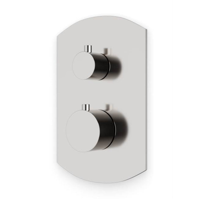 Artos - Transitional Thermostat with 3-Way Diverter & Off Position Trim Kit with Round Handles Brushed Nickel