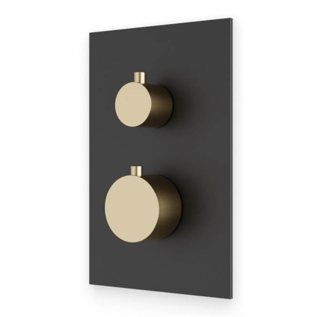 Artos - Square & Round Thermostat with 3-Way Diverter & Off Position Trim Kit Satin Brass/Matte Black