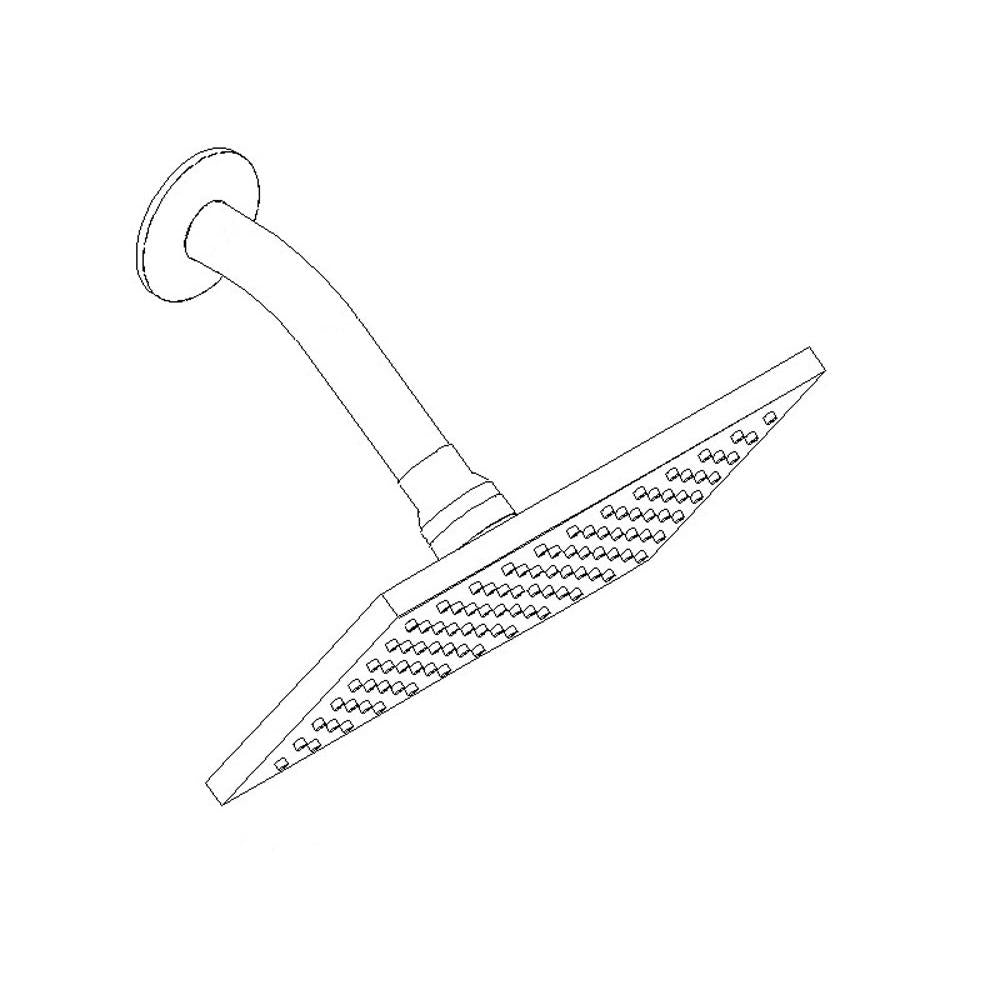 Artos - SQU 8'' Shower Rainhead Wall Mount, Angled Arm, Chrome - Chrome