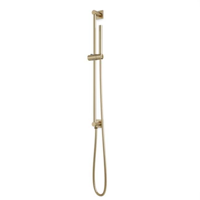 Artos - Square Slidebar Kit with Integrated Water Outlet and Microphone Hand Shower Satin Brass