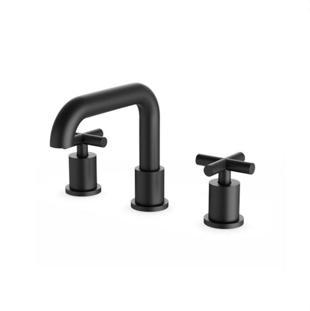 Artos - Round 8'' Widespread Lavatory Faucet with Low Spout & Cross Handles Black