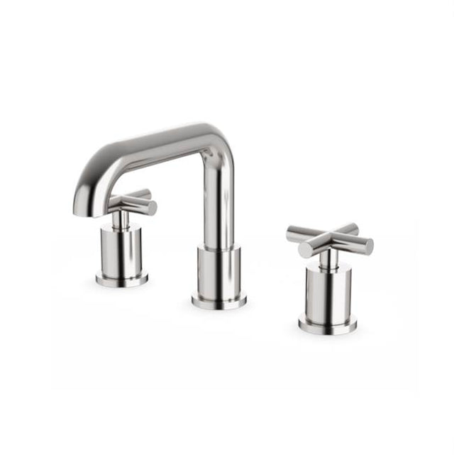 Artos - Round 8'' Widespread Lavatory Faucet with Low Spout & Cross Handles Brushed Nickel