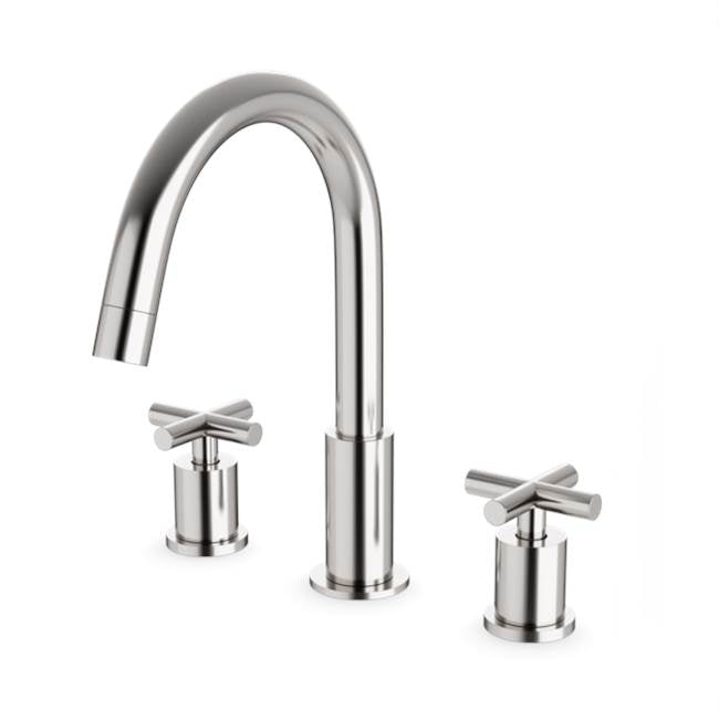 Artos - Round 8'' Widespread Lavatory Faucet with Cross Handles Brushed Nickel